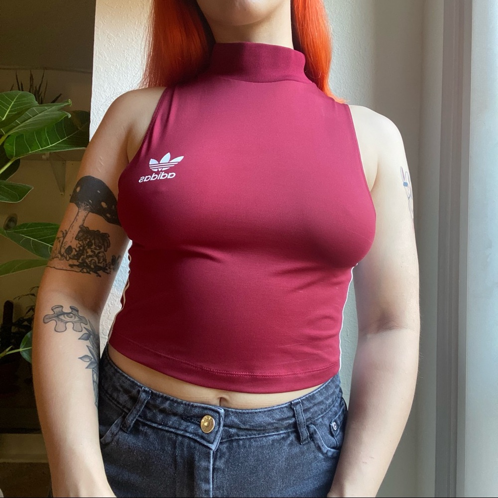 Red Adidas tank crop top